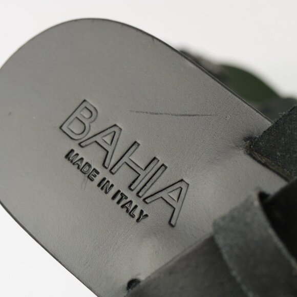 Bahia Womens Sandal Size 10 Black Gold Flat Leather Roman Thong Slingback Italy - Picture 12 of 14